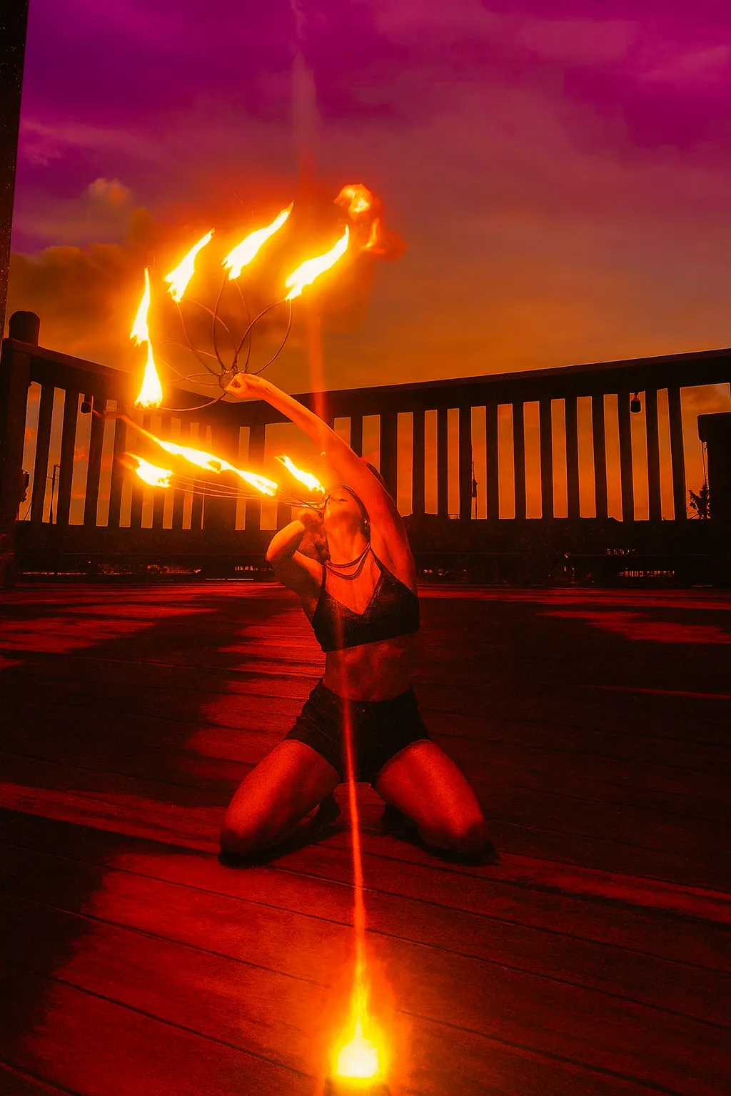 Fire dancer silhouette from Tiki Fuego